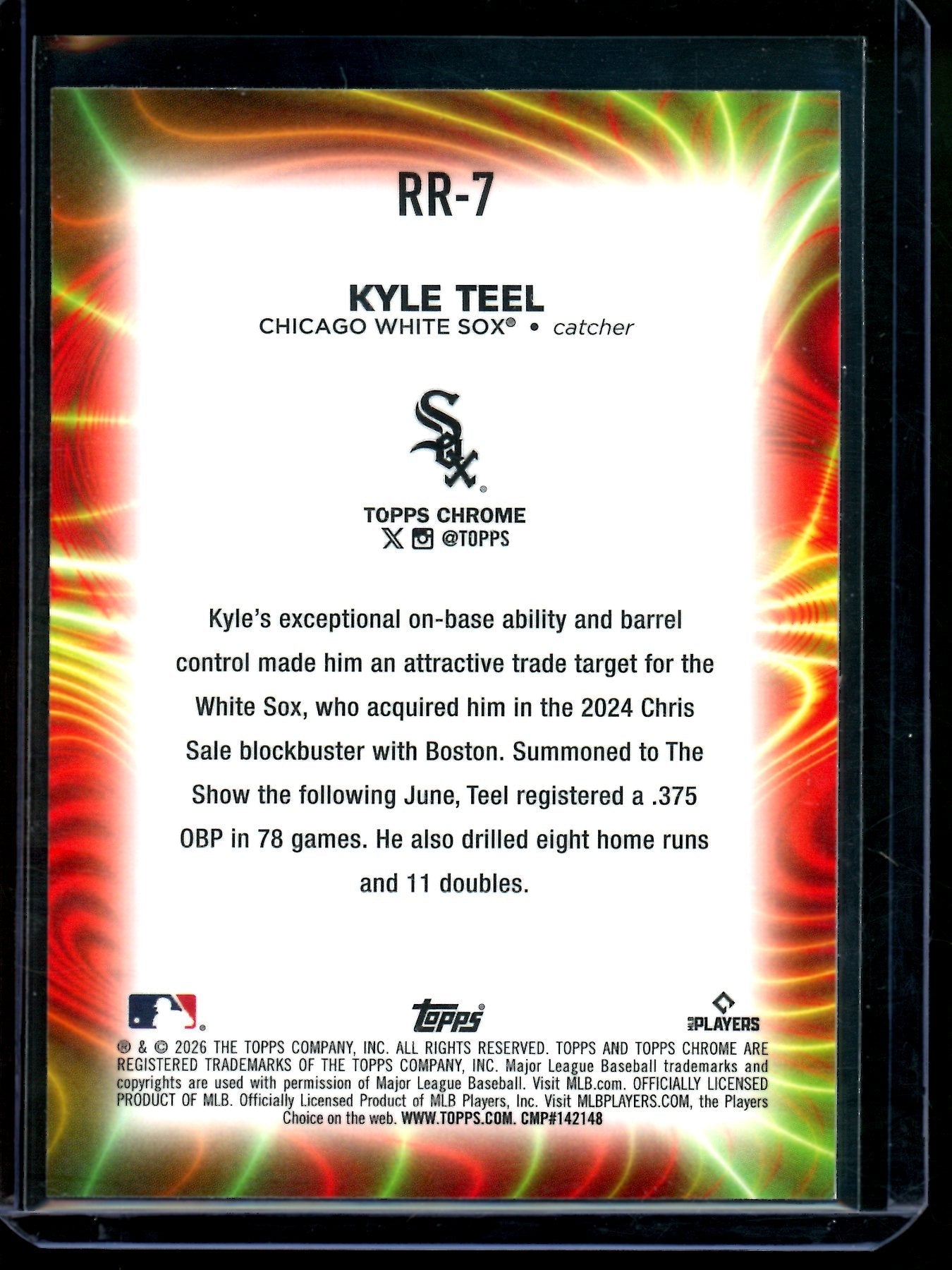 2026 Topps Chrome Kyle Teel Radiating Rookie Refractor SP White Sox