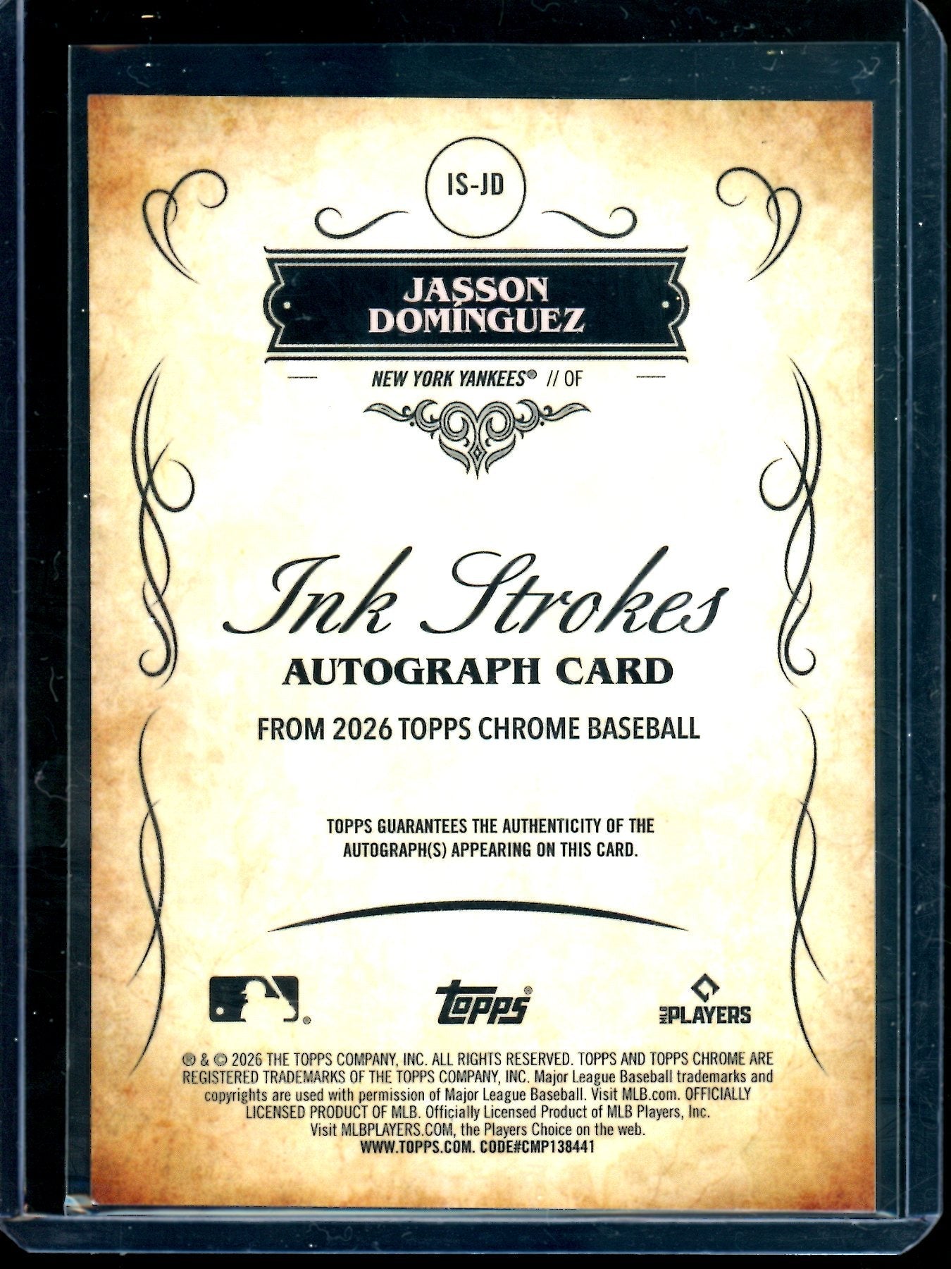 2026 Topps Chrome Jasson Dominguez Ink Strokes Autograph Yankees