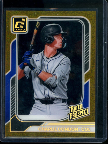 2026 Panini Clearly Donruss Charlie Condon Gold Rated Prospect /10 Rockies
