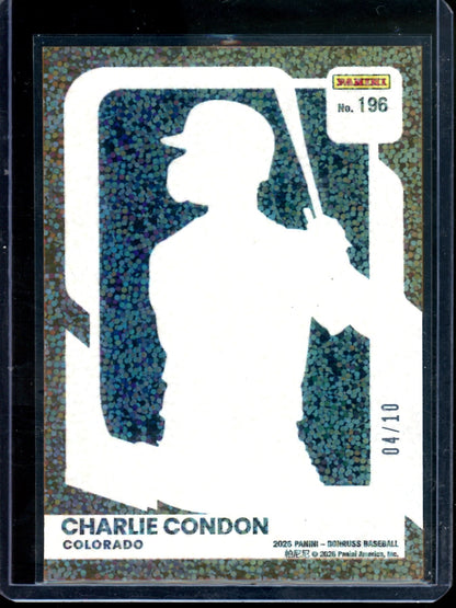 2026 Panini Clearly Donruss Charlie Condon Gold Rated Prospect /10 Rockies