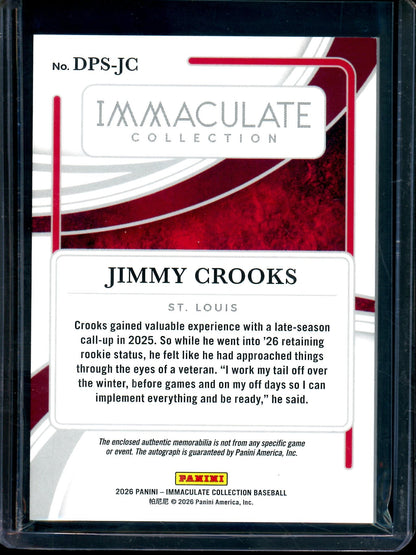 2026 Panini Immaculate Jimmy Crooks Rookie Dual Patch Autograph /35 Cardinals