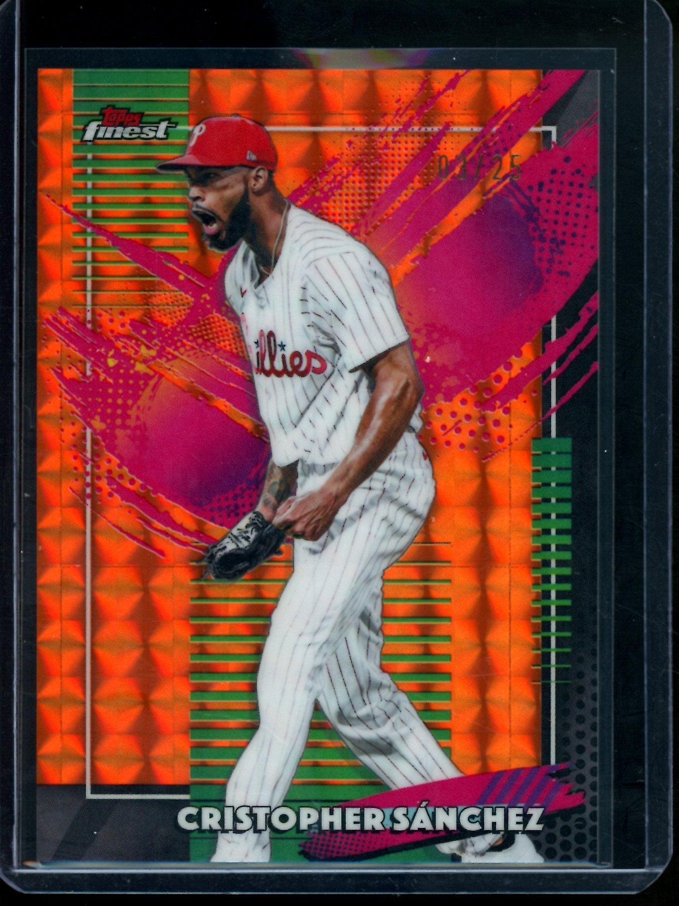 2026 Topps Finest Cristopher Sanchez Orange Rare Refractor /25 Phillies
