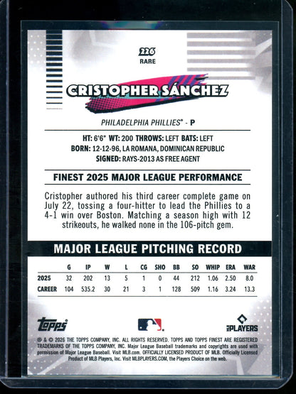 2026 Topps Finest Cristopher Sanchez Orange Rare Refractor /25 Phillies