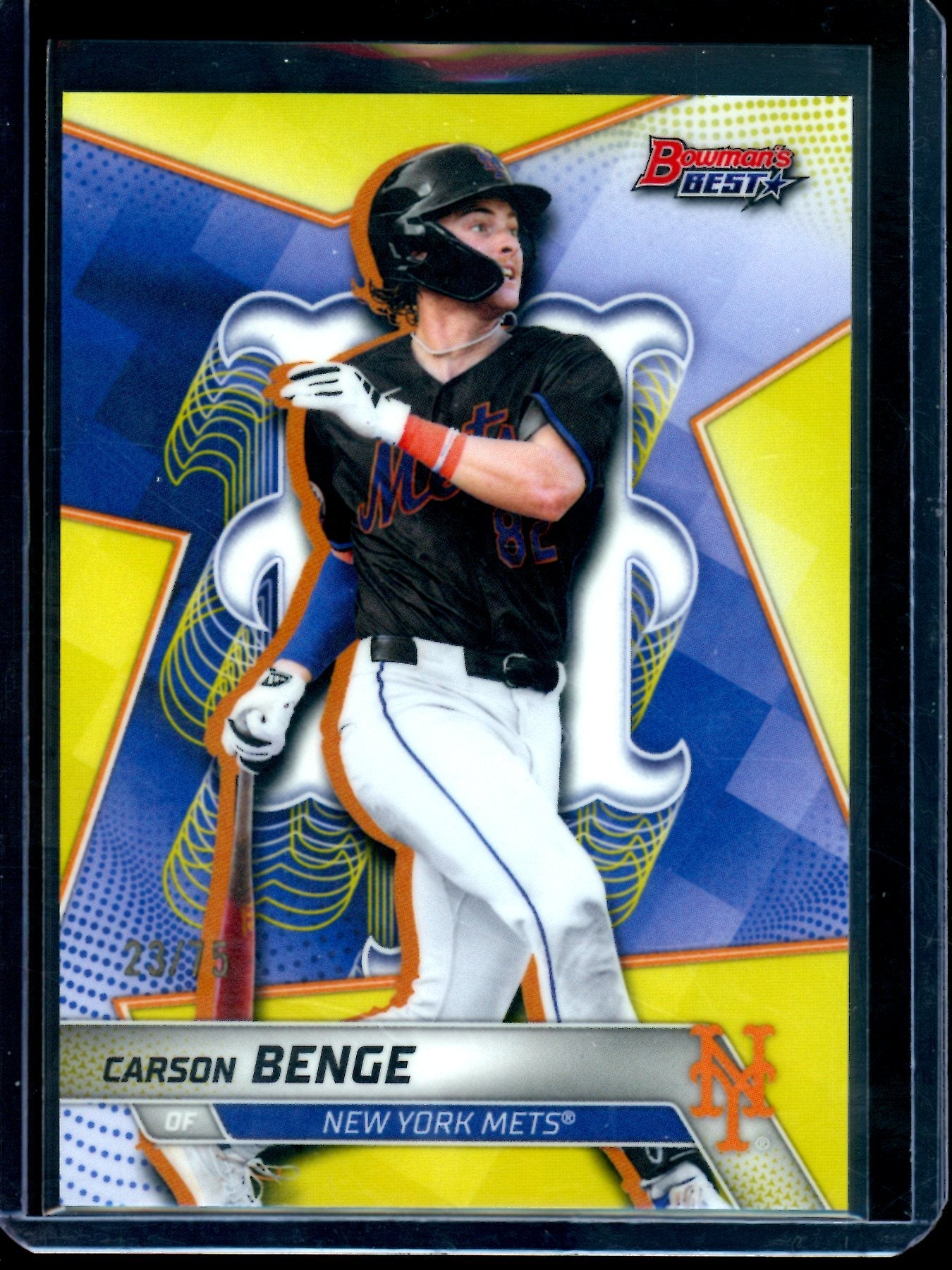 2025 Bowmans Best Carson Benge Yellow Refractor /75 Mets