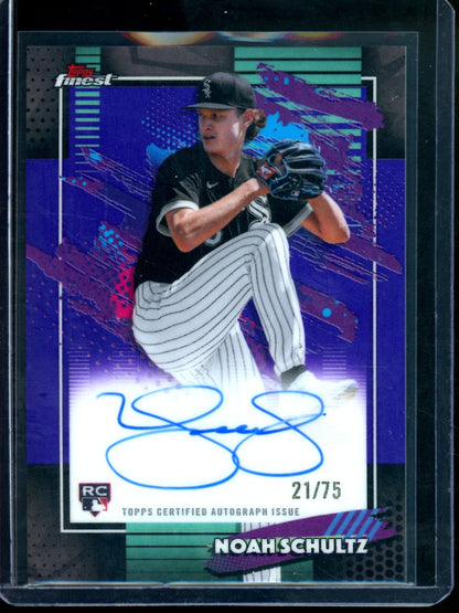 2026 Topps Finest Noah Schultz Purple Refractor Autograph /75 White Sox