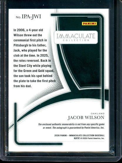 2026 Panini Immaculate Jacob Wilson Patch Autograph /99 Athletics