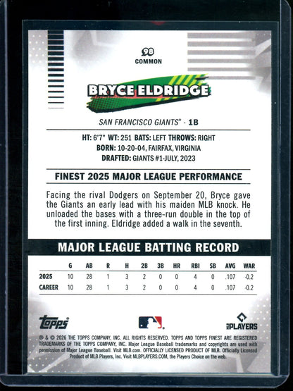 2026 Topps Finest Bryce Eldridge Purple Geometric Rookie /75 Giants