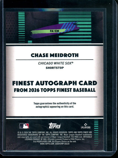 2026 Topps Finest Chase Meidroth Rookie Orange Geometric Autograph /25 White Sox