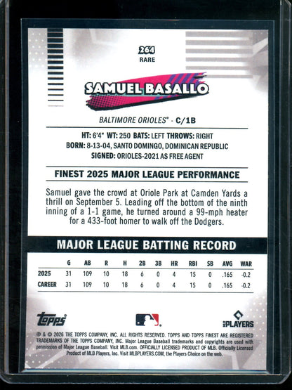 2026 Topps Finest Samuel Basallo Gold Rookie Refractor /50 Orioles