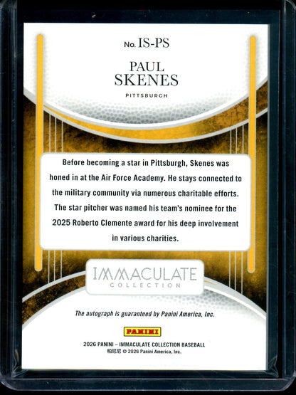 2026 Panini Immaculate Paul Skenes Signatures /25 Pirates