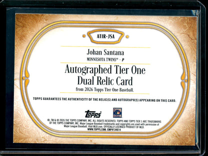 2026 Topps Tier One Johan Santana Dual Patch Autograph /99 Twins