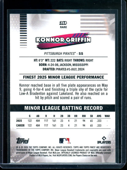 2026 Topps Finest Konnor Griffin Rare Pink Rookie /250 Pirates