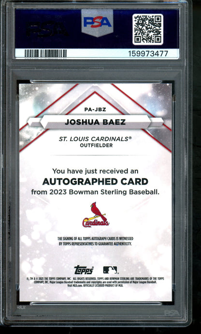 2023 Bowman Sterling Joshua Baez Prospect Autograph PSA 9 Cardinals