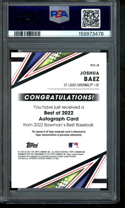 2022 Bowmans Best Joshua Baez Best of 2022 Autograph PSA 9 Cardinals