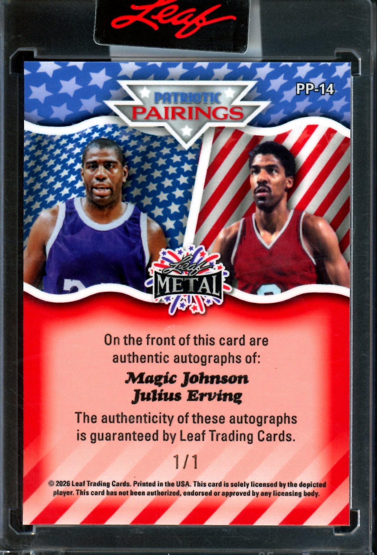 2026 Leaf Metal Magic Johnson / Julius Erving Dual Gold Autograph Sealed 1/1