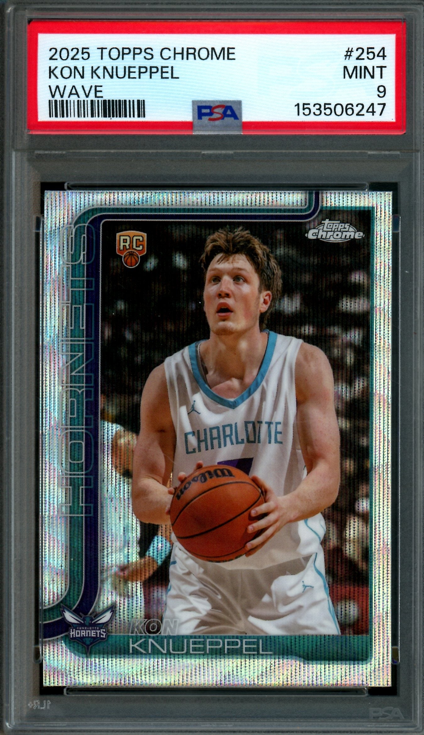 2025 Topps Chrome Kon Knueppel Wave Refractor Rookie PSA 9 Hornets