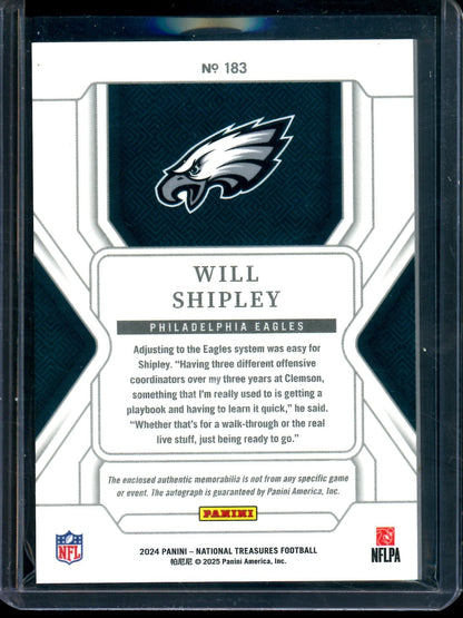 2024 Panini National Treasures Will Shipley Rookie Patch Autograph /25 Eagles