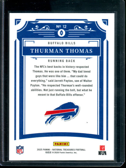 2025 Panini National Treasures Thurman Thomas /25 Bills