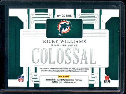 2025 Topps National Treasures Ricky Williams Colossal Patch Autograph /25 Dolphins