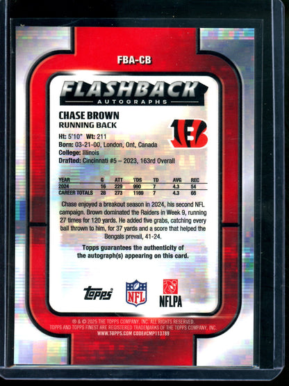2025 Topps Finest Chase Brown Flashback Autograph Bengals