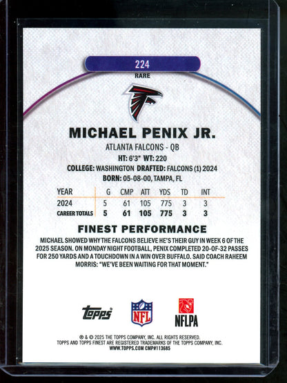 2025 Panini Finest Michael Penix Jr. Rare Red Geometric /3 Falcons
