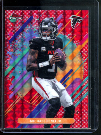 2025 Panini Finest Michael Penix Jr. Rare Red Geometric /3 Falcons