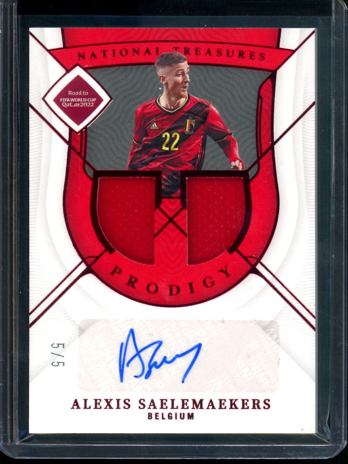 2022 Panini National Treasures Alexis Saelemaekers Prodigy Dual Patch Autograph /5 Belgium