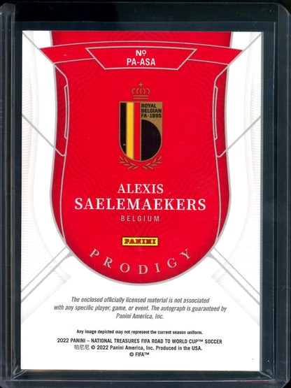 2022 Panini National Treasures Alexis Saelemaekers Prodigy Dual Patch Autograph /5 Belgium