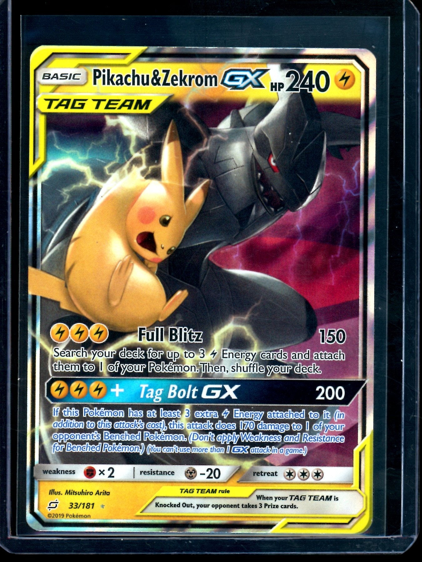 2019 Pokemon Team Up Pikachu & Zekrom GX Tag Team 33/181