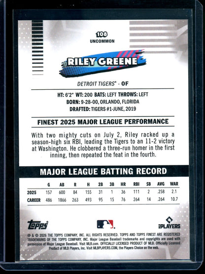 2026 Topps Finest Riley Greene Gold Refractor /50 Tigers