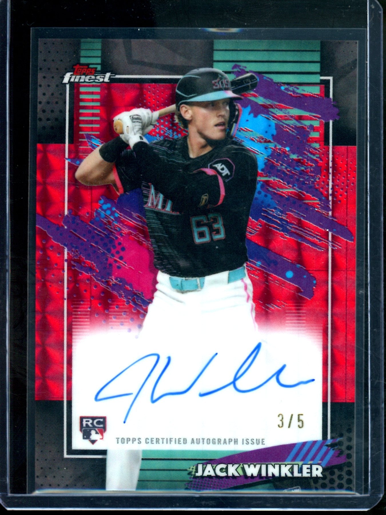 2026 Topps Finest Jack Winkler Red Geometric Refractor Autograph /5 Marlins