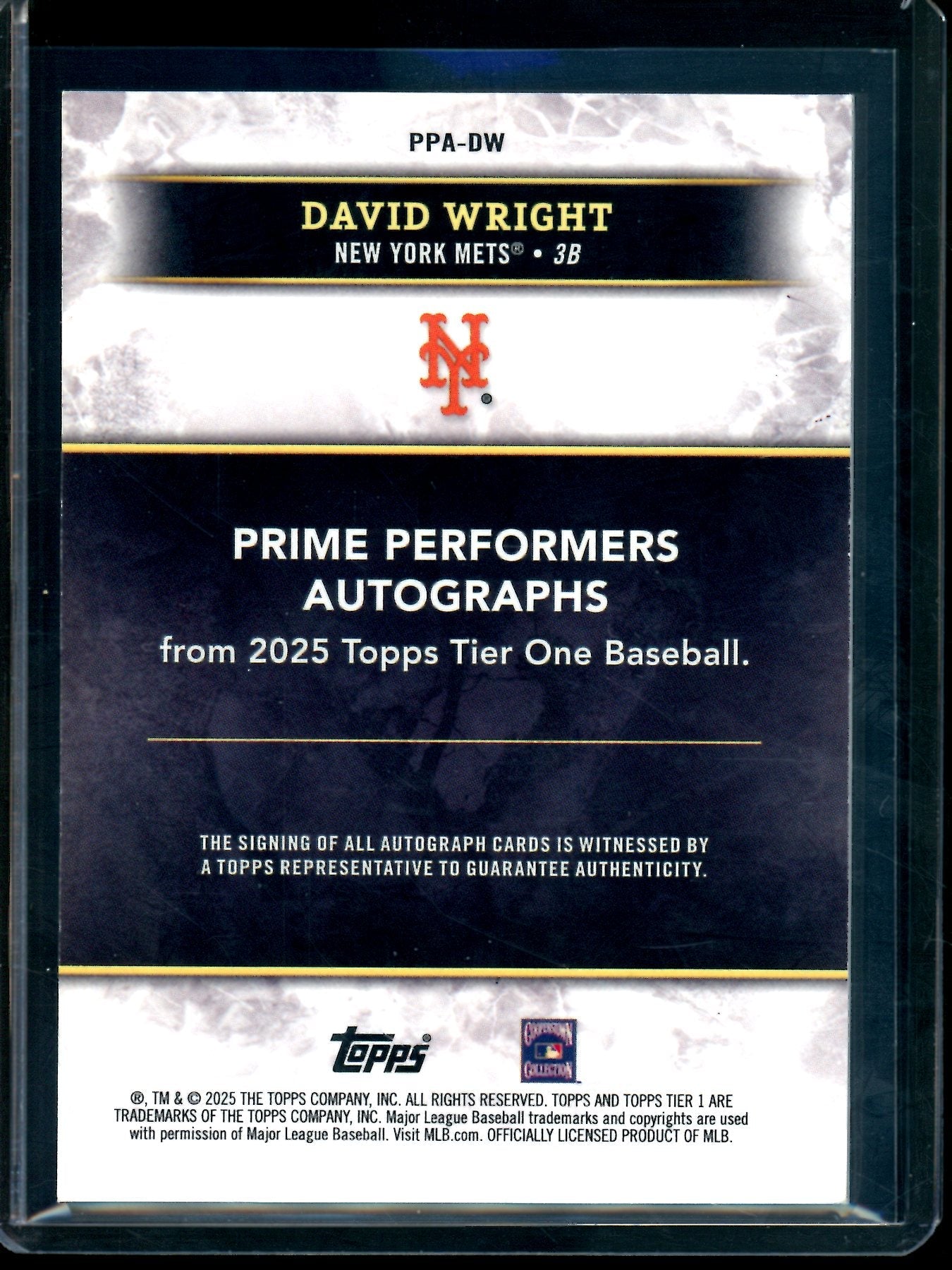2025 Topps Tier One David Wright Green Autograph /49 Mets