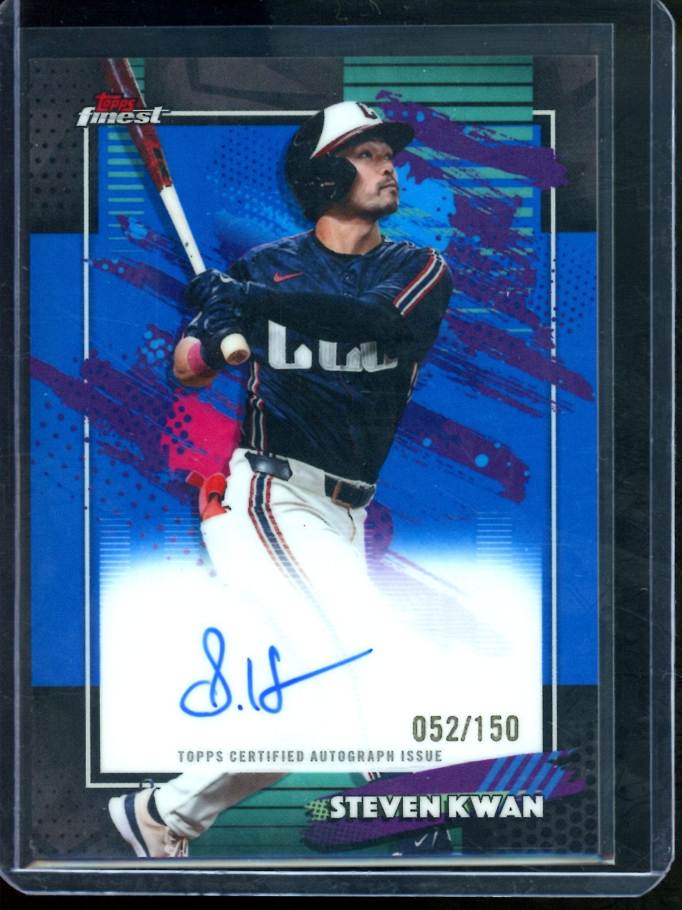 2026 Topps Finest Steven Kwan Blue Refractor Autograph /150 Guardians