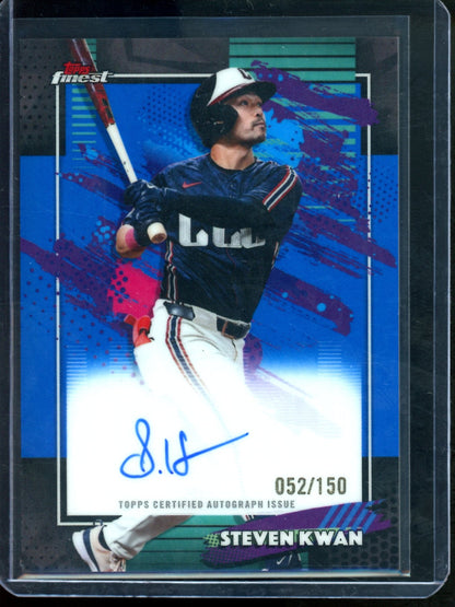 2026 Topps Finest Steven Kwan Blue Refractor Autograph /150 Guardians