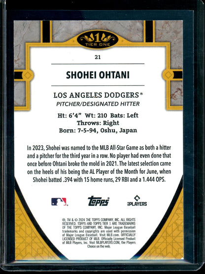 2024 Topps Tier One Shohei Ohtani /125 Dodgers