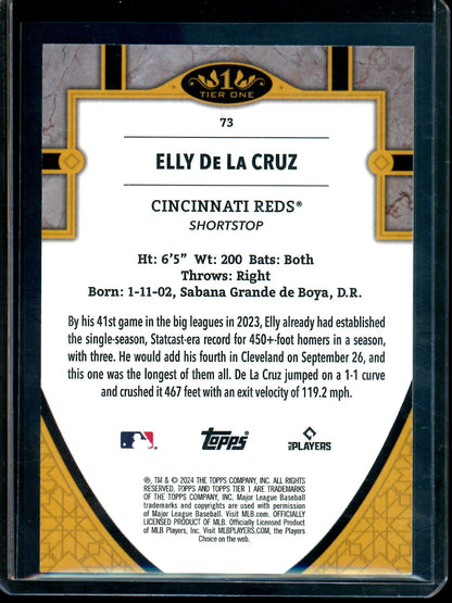 2024 Topps Tier One Elly De La Cruz Rookie Card Reds