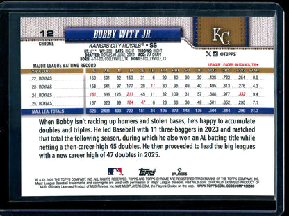 2026 Topps Chrome Bobby Witt Jr Orange Geometric Refractor /25 Royals