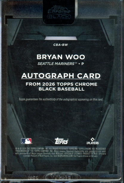 2026 Topps Chrome Black Bryan Woo Green Refractor Autograph Sealed /99 Mariners