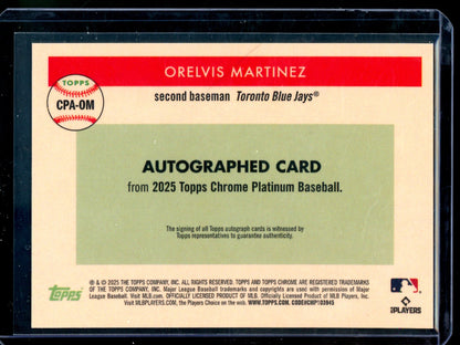 2025 Topps Platinum Orelvis Martinez Aqua Rookie Autograph /150 Blue Jays