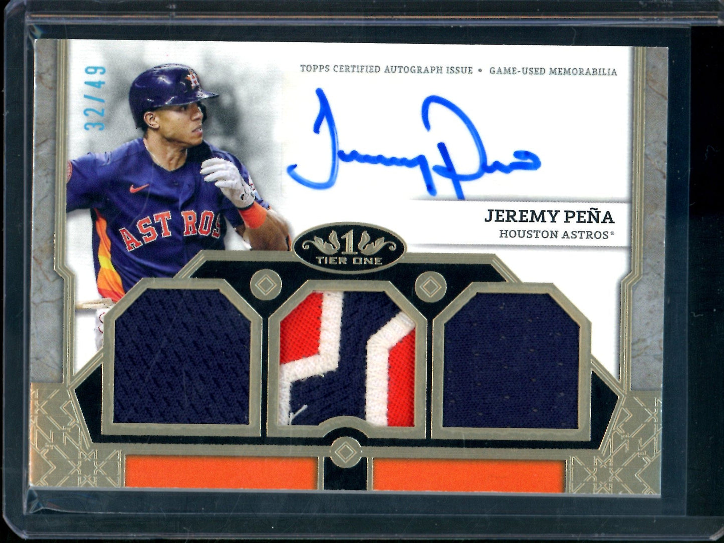 2024 Topps Tier One Jeremy Pena Triple Patch Autograph /49 Astros
