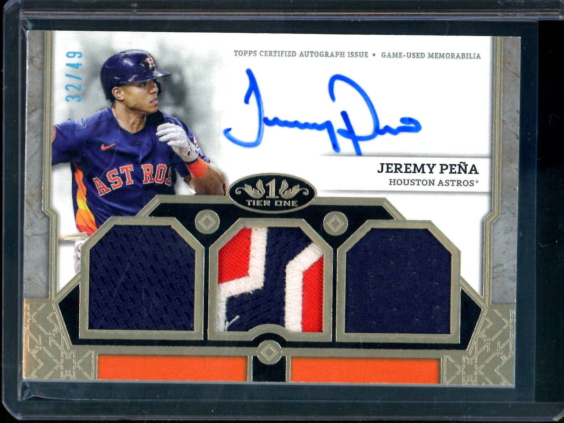 2024 Topps Tier One Jeremy Pena Triple Patch Autograph /49 Astros