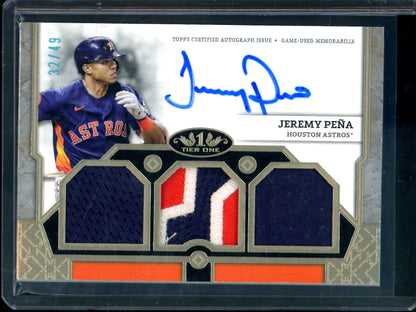 2024 Topps Tier One Jeremy Pena Triple Patch Autograph /49 Astros