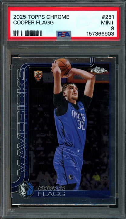 2025 Topps Chrome Cooper Flagg Rookie PSA 9 Mavericks