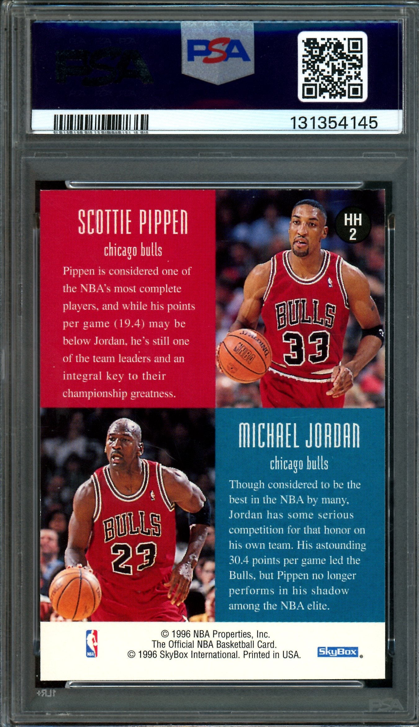 1996 Panini Hoops Jordan / Pippen Head to Head PSA 9 Bulls