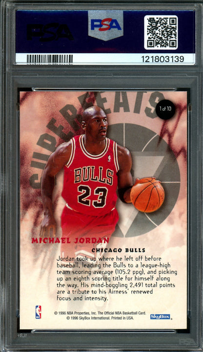 1996 Panini Hoops Michael Jordan Superfeats PSA 9 Bulls