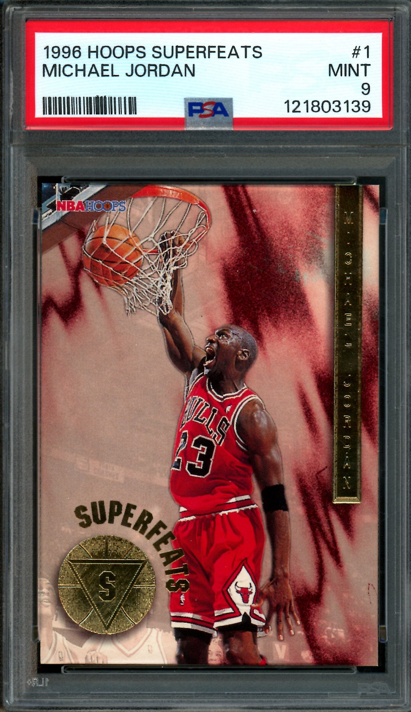 1996 Panini Hoops Michael Jordan Superfeats PSA 9 Bulls