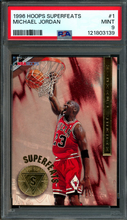 1996 Panini Hoops Michael Jordan Superfeats PSA 9 Bulls