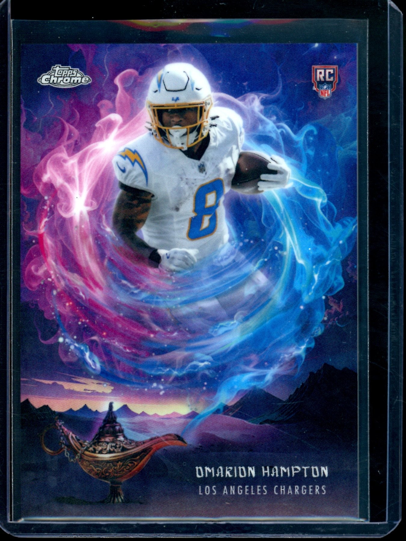 2025 Topps Chrome Omarion Hampton Genies Rookie Case Hit Chargers