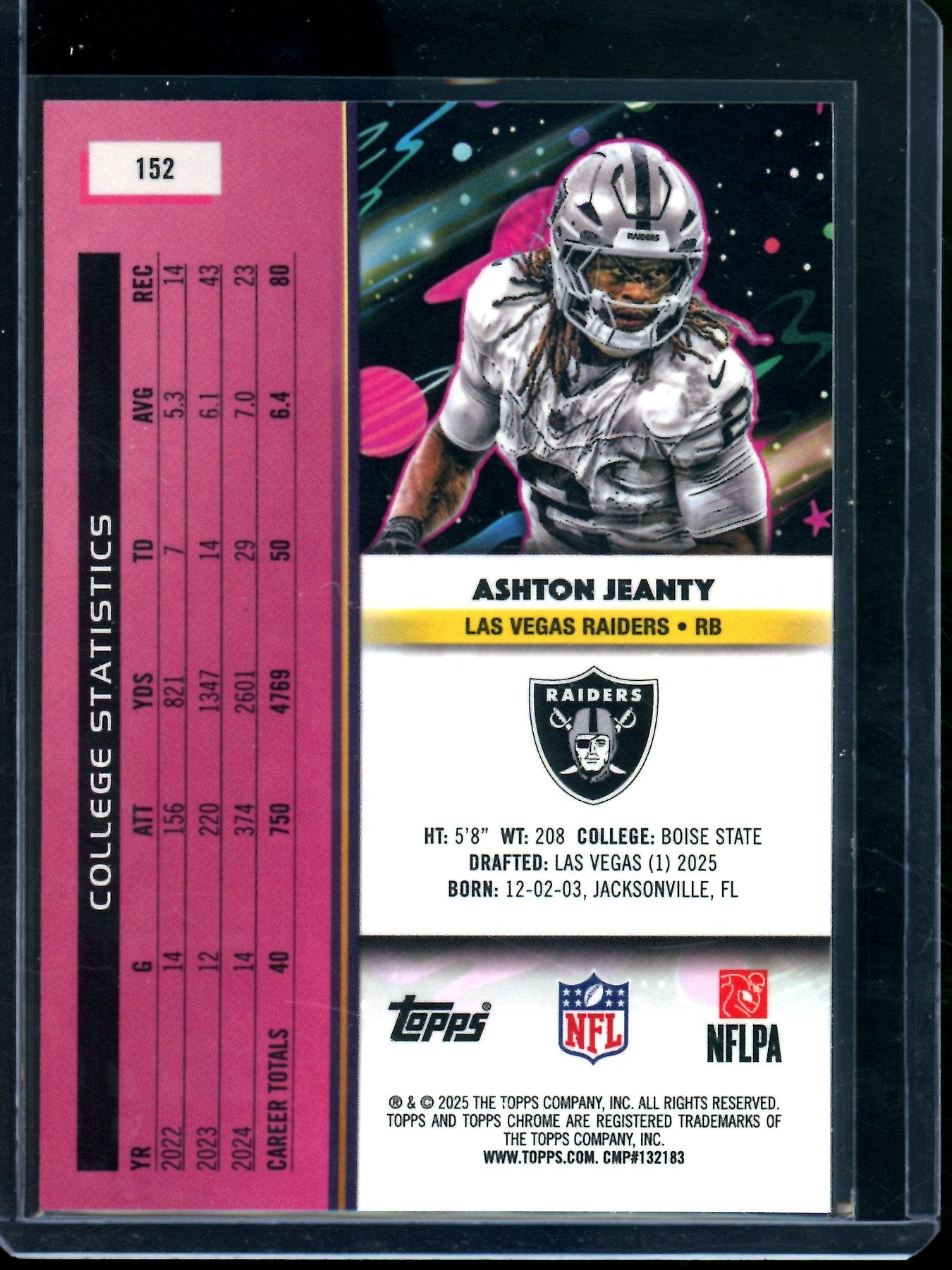2025 Topps Chrome Cosmic Ashton Jeanty Rookie White SP Radiers