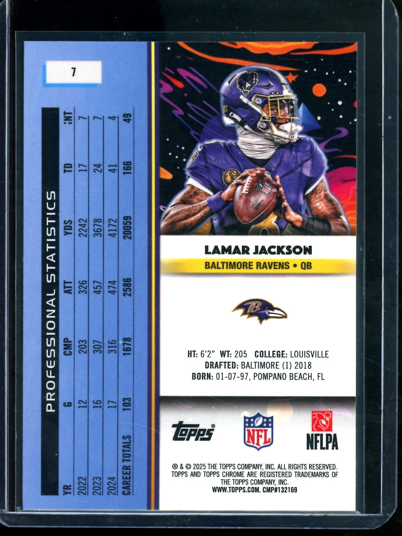 2025 Topps Chrome Cosmic Lamar Jackson White SP Ravens